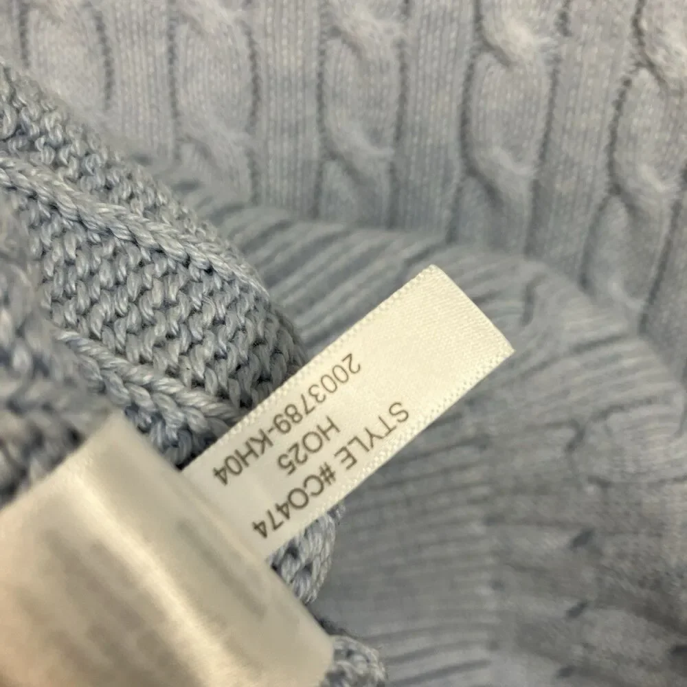 J Crew Cableknit Sweater Mens S Blue Crewneck Cotton Coastal Preppy